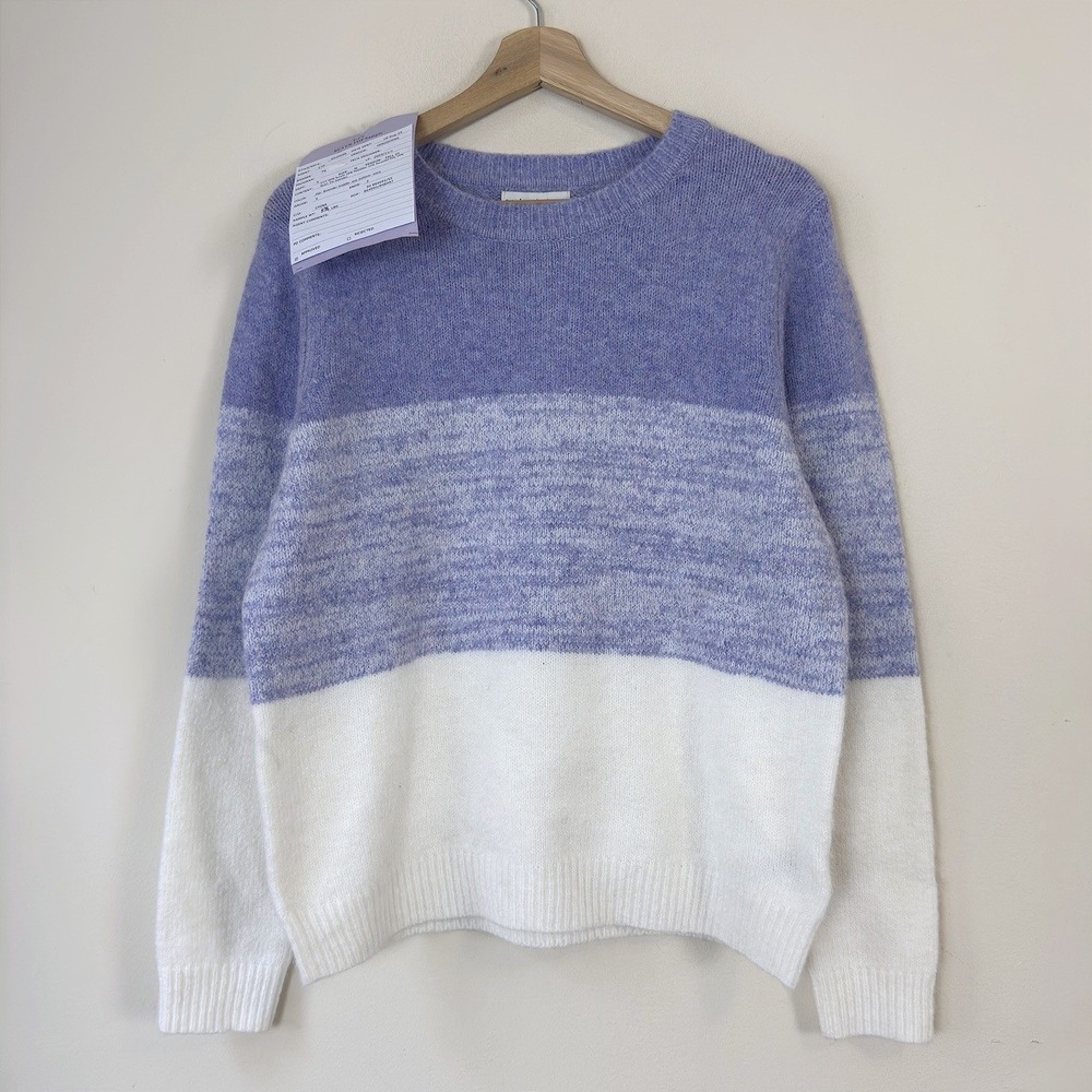 NWT SAMPLE Cupcakes and Cashmere Womens Purple Cream Soft Cozy Knit Sweater - M